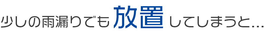 少しの雨漏りでも放置してしまうと...